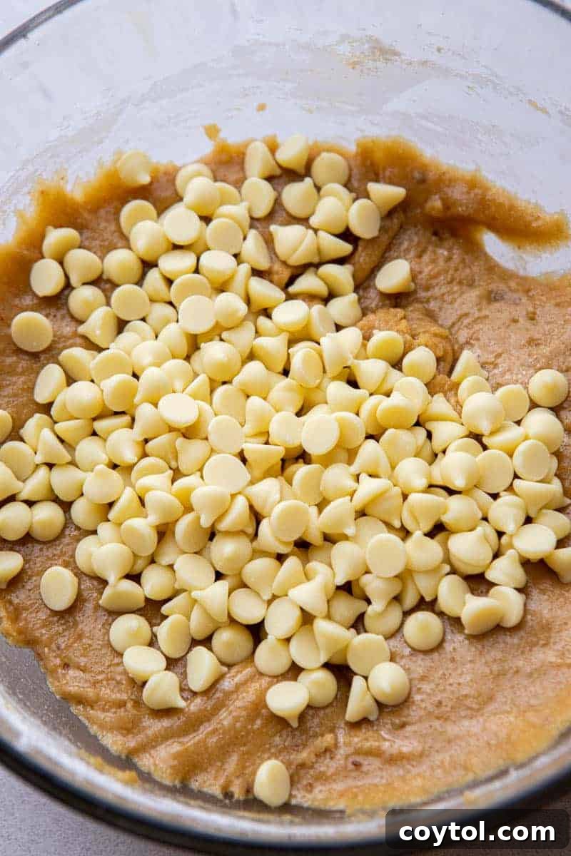 White chocolate in batter