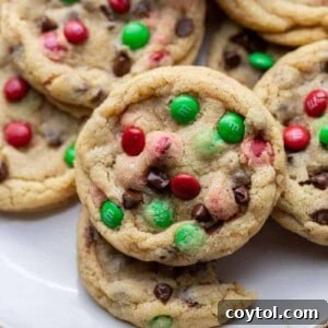 Christmas M&M's chocolate chip cookies