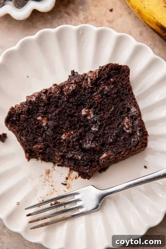 Decadent Double Chocolate Banana Loaf 2 Slice of double chocolate banana bread