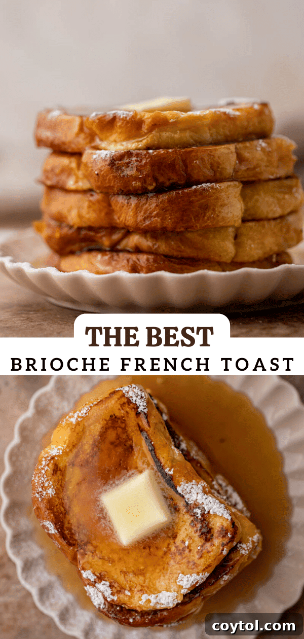 Close-up of golden brioche french toast, ideal for Pinterest.