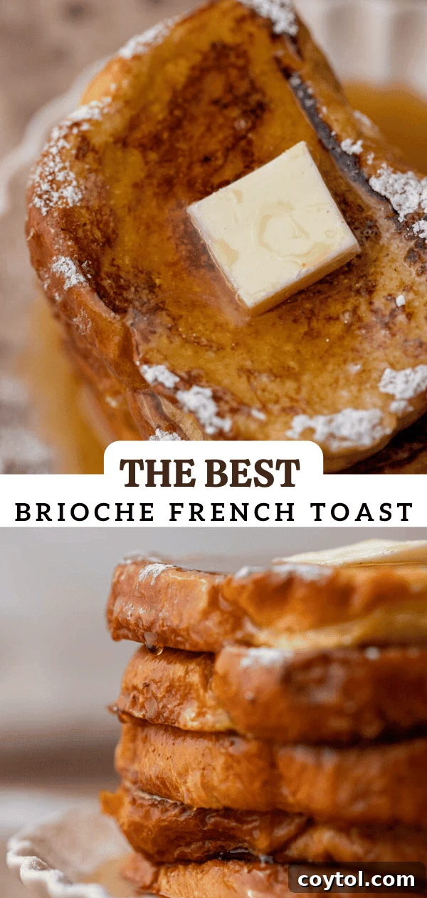 Stacked brioche french toast, beautifully plated for sharing.