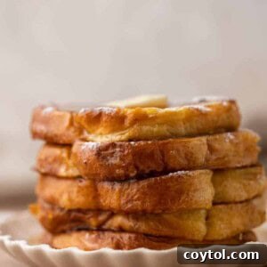 Stack of brioche french toast