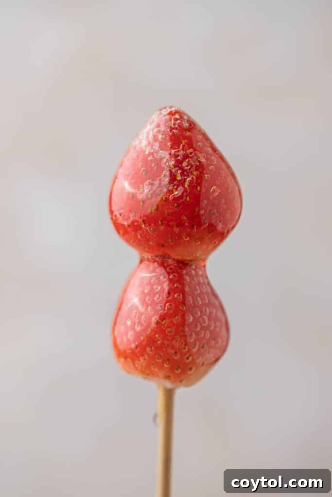 Close up of Strawberry tanghulu
