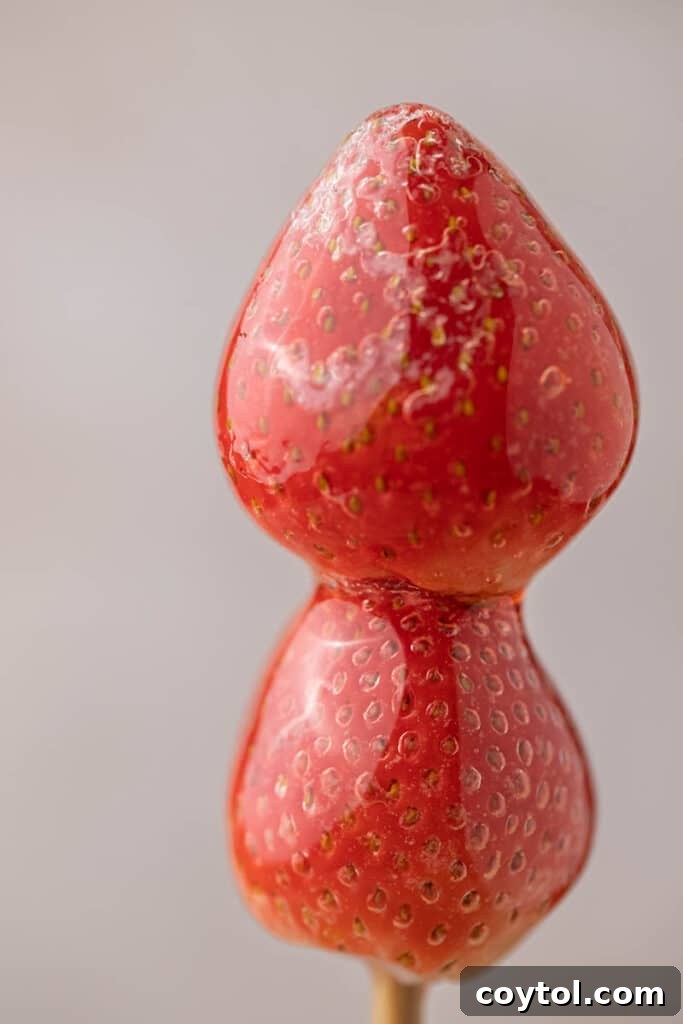 Candied strawberries on a stick
