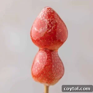 Close up of Strawberry tanghulu