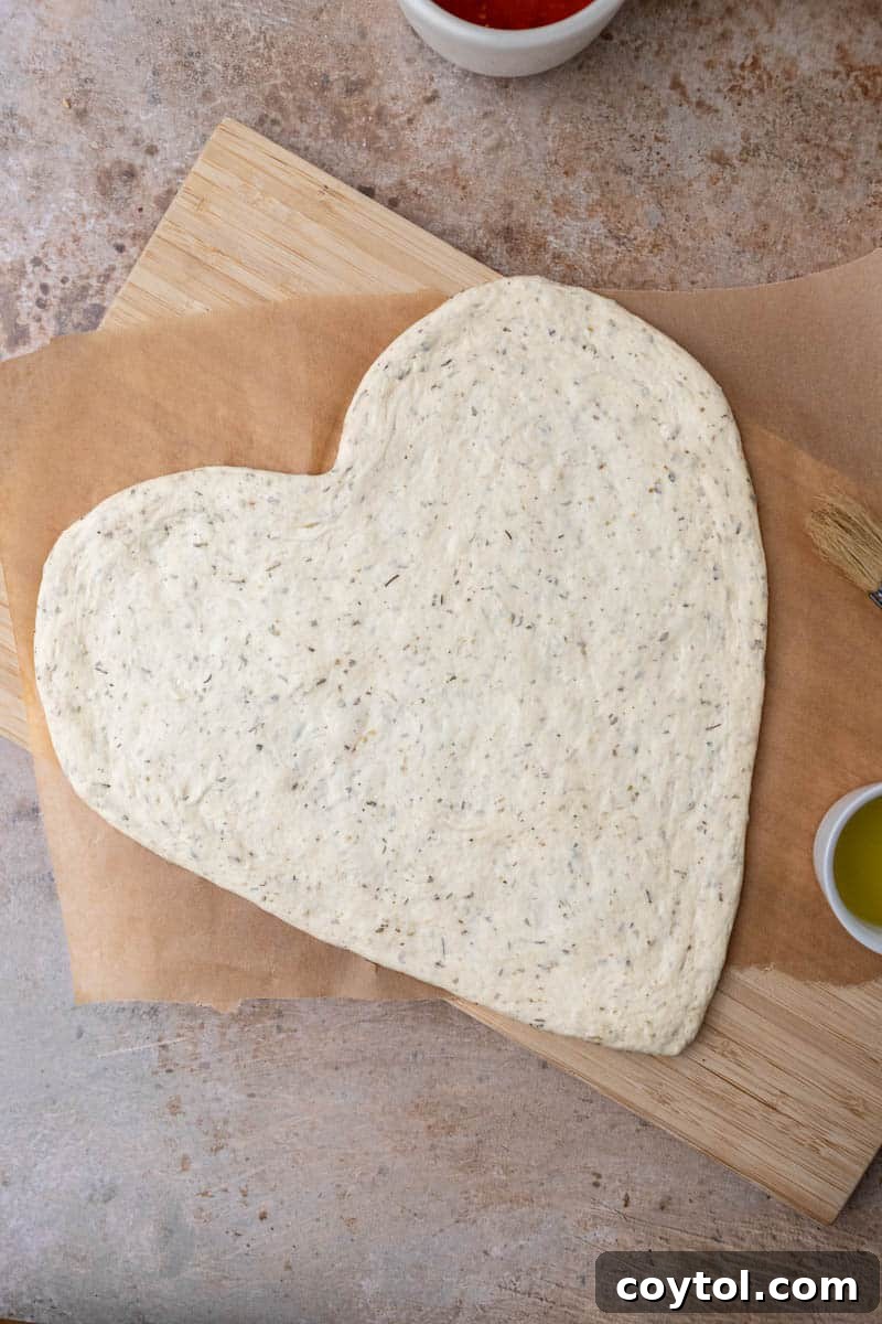 Love-Struck Pizza: Valentine's Heart Recipe 6 Pizza dough in heart shape