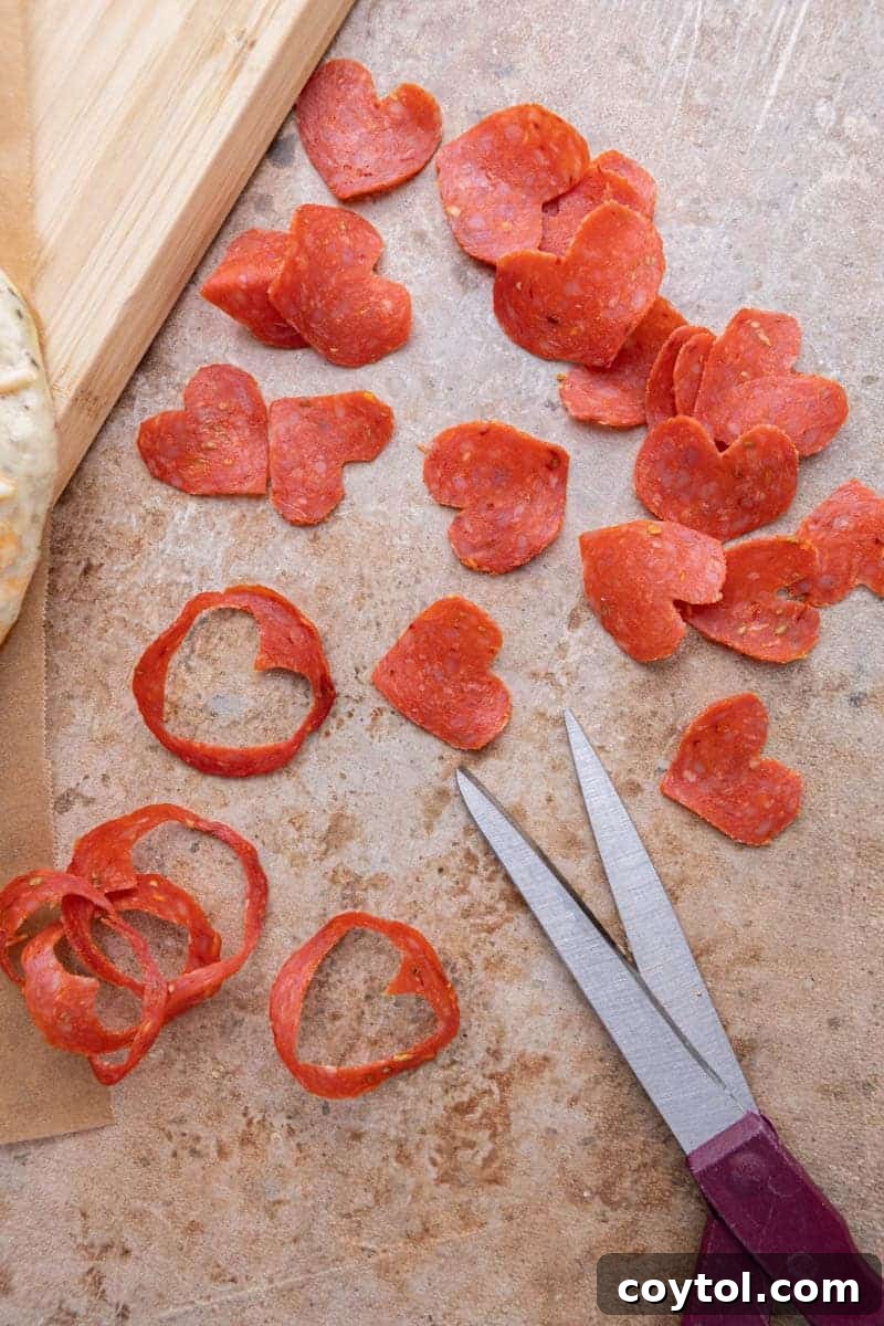 Love-Struck Pizza: Valentine's Heart Recipe 10 how to cut pepperoni in heart shaped