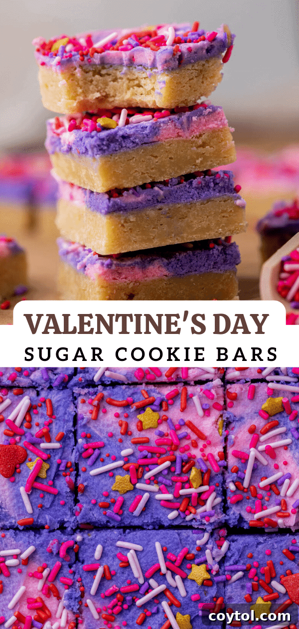 Close-up of frosted Valentine's day sugar cookie bars