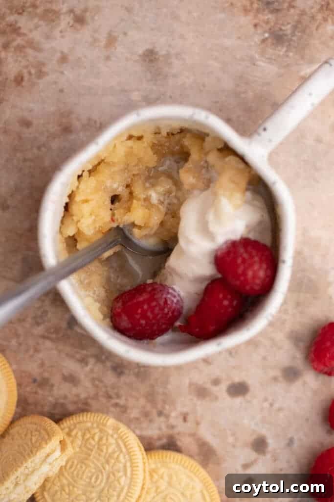 Golden Oreo Gooey Mug Cake in Minutes 2 Decadent molten golden oreo mug cake, topped with ice cream and berries