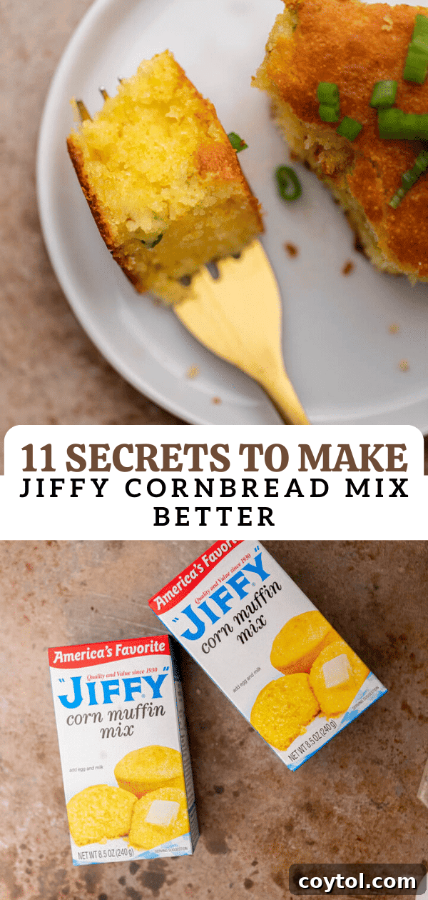11 Secrets to make cornbread better, vertical recipe pin image