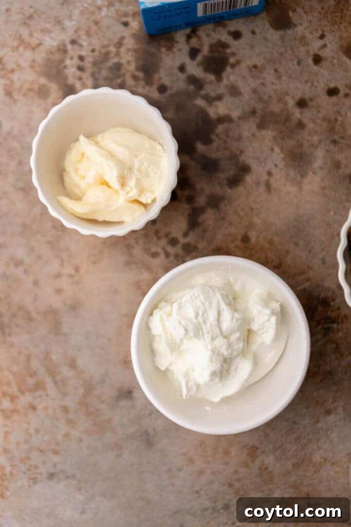 Greek yogurt and mayonnaise in a bowl, key ingredients for moist cornbread