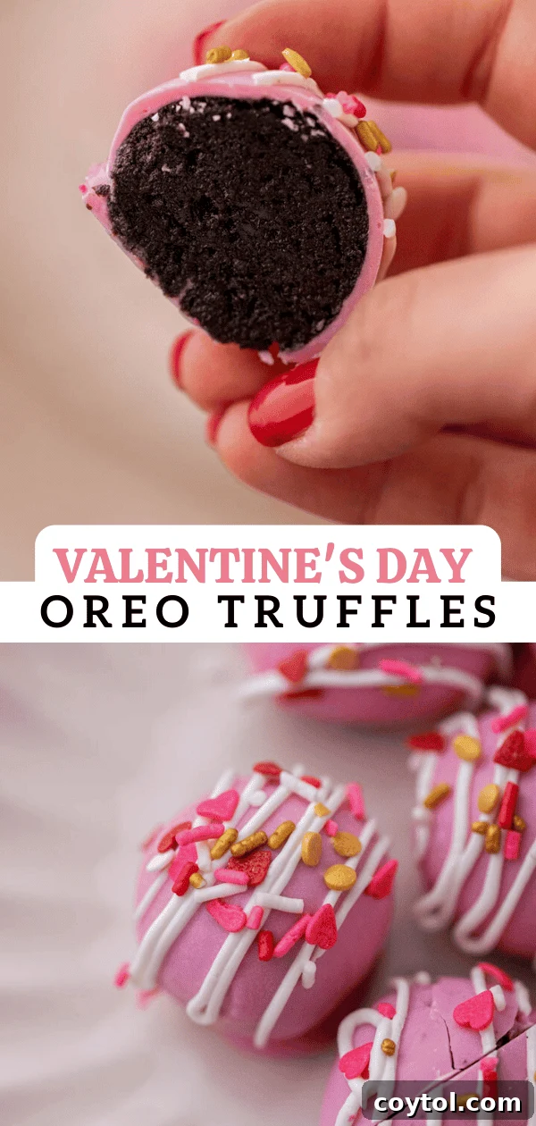No-Fuss Valentine's Oreo Truffles 13 Valentine's Day Oreo truffles artfully arranged for a festive display.
