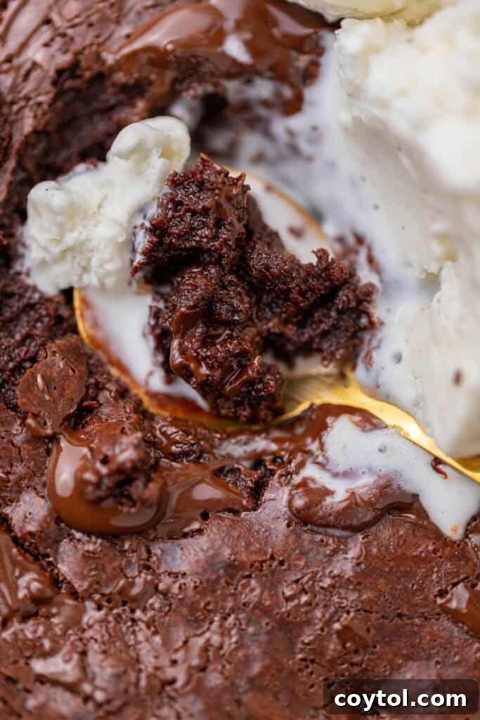Spoonful of skillet brownie