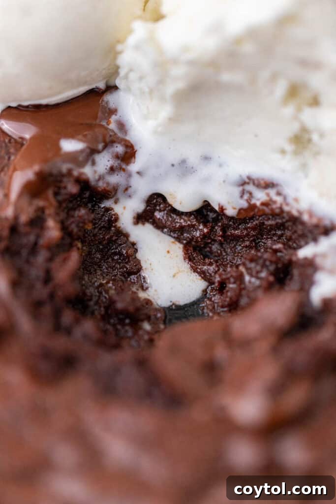 Close up of skillet brownie