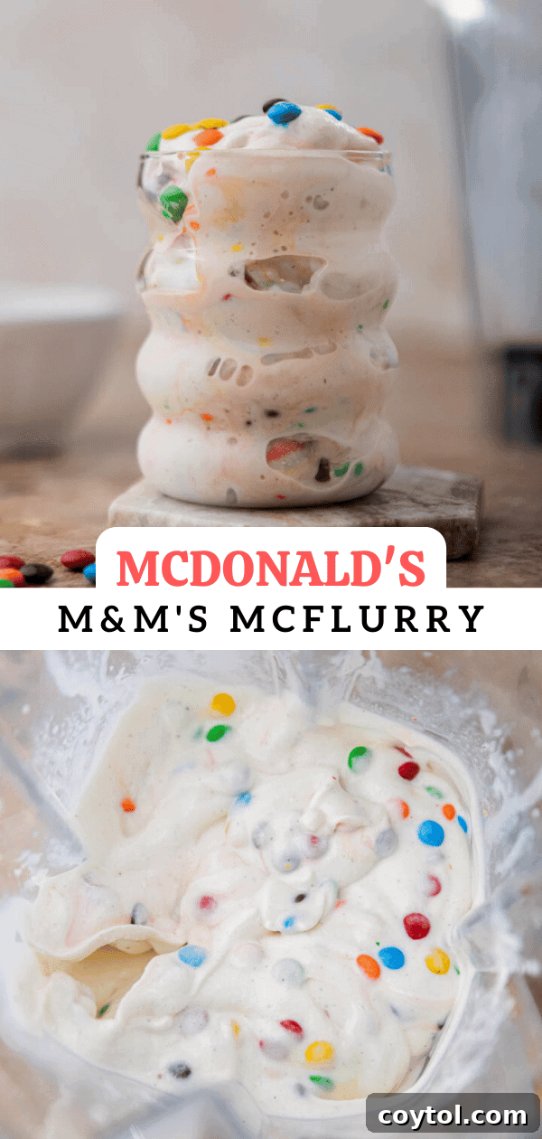 McDonald's M&M's McFlurry pin image showing the delicious dessert.