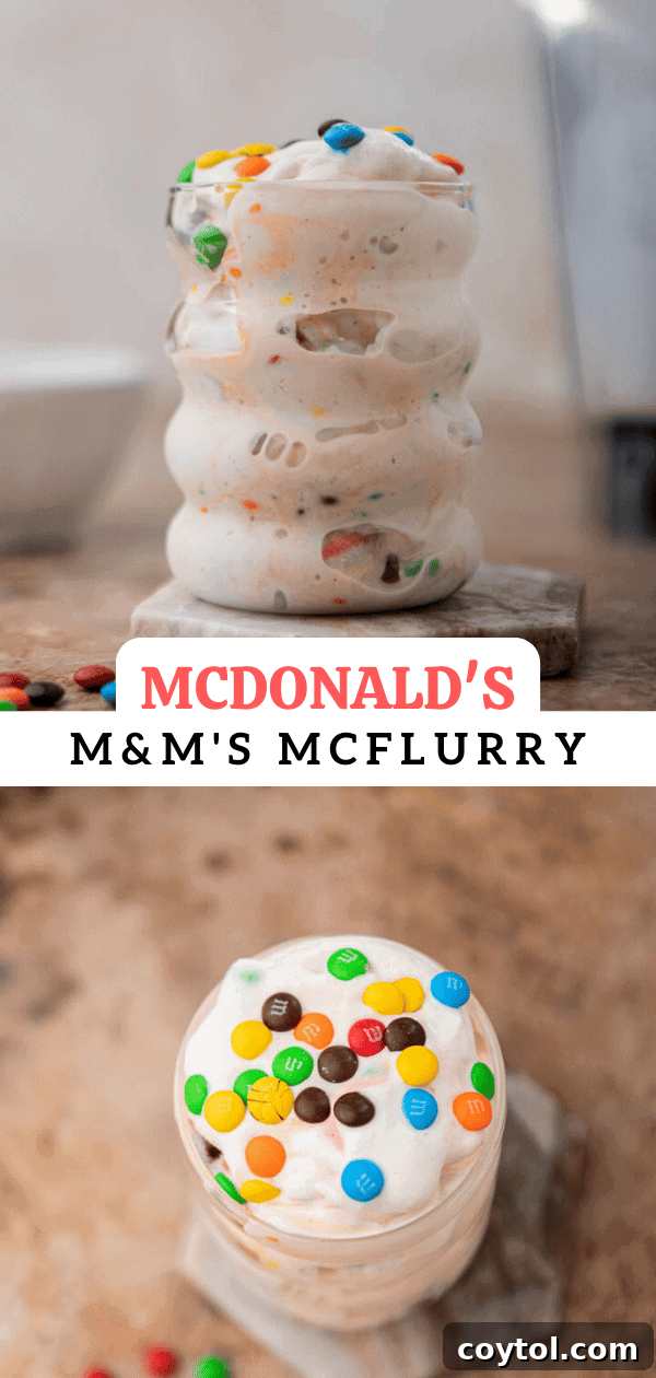 Homemade M&M's McFlurry pin image with ingredients visible.