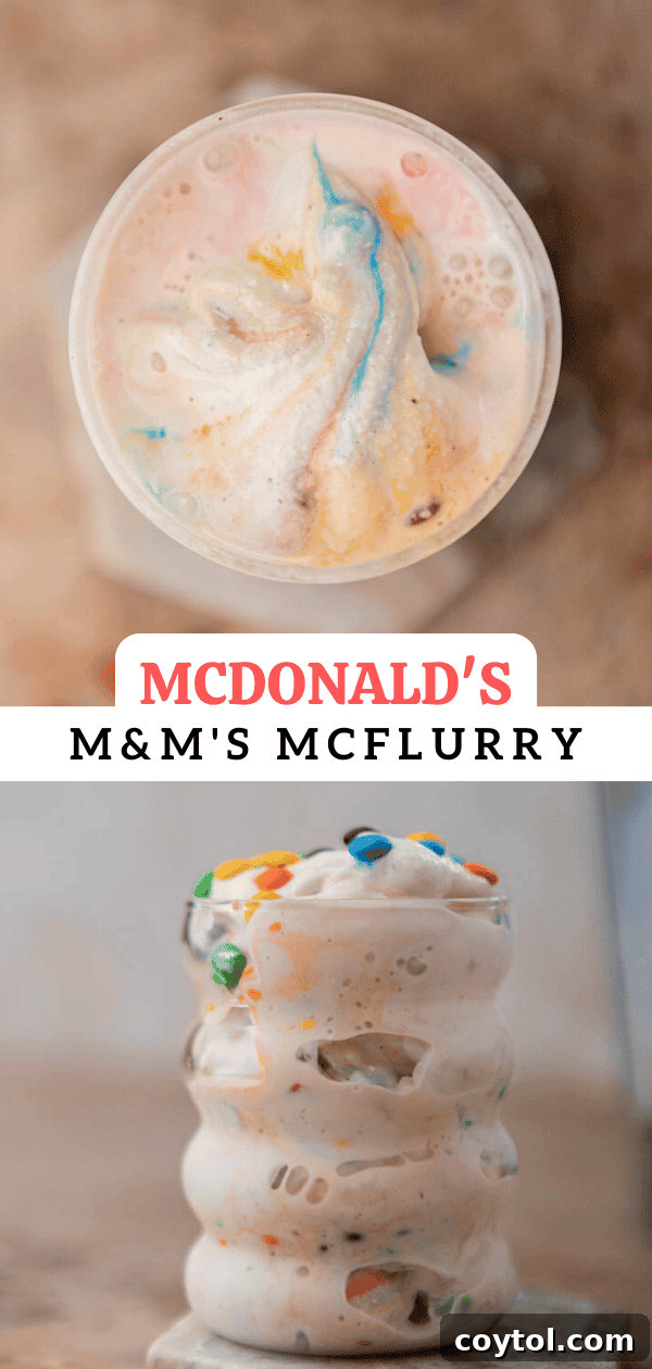 M&M's McFlurry dessert, perfect for pinning.