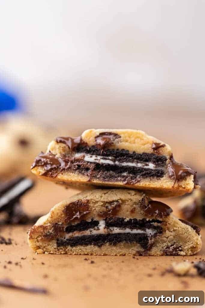 Stack of Oreo chocolate chip cookies 