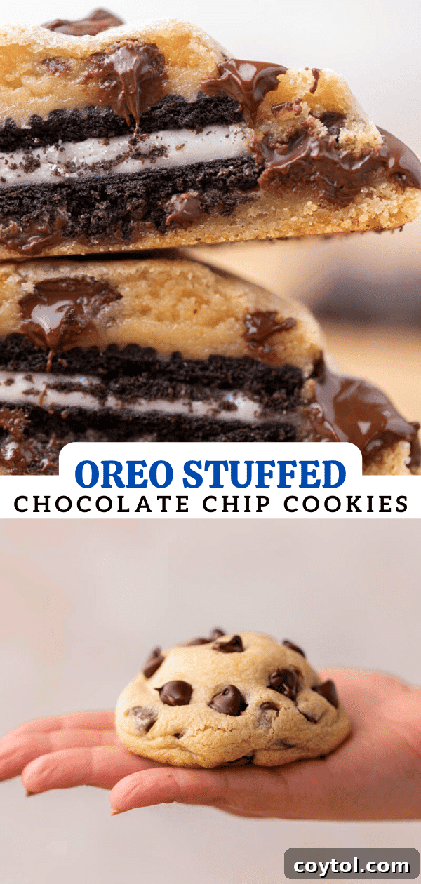 Oreo stuffed chocolate chip cookies