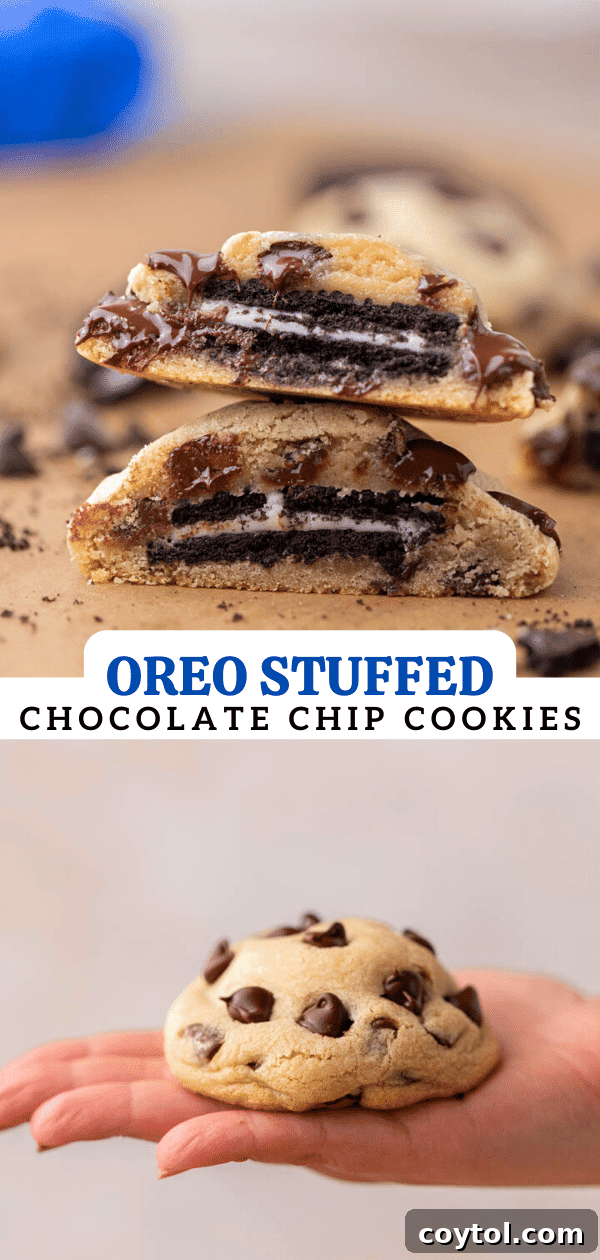 Oreo stuffed chocolate chip cookies