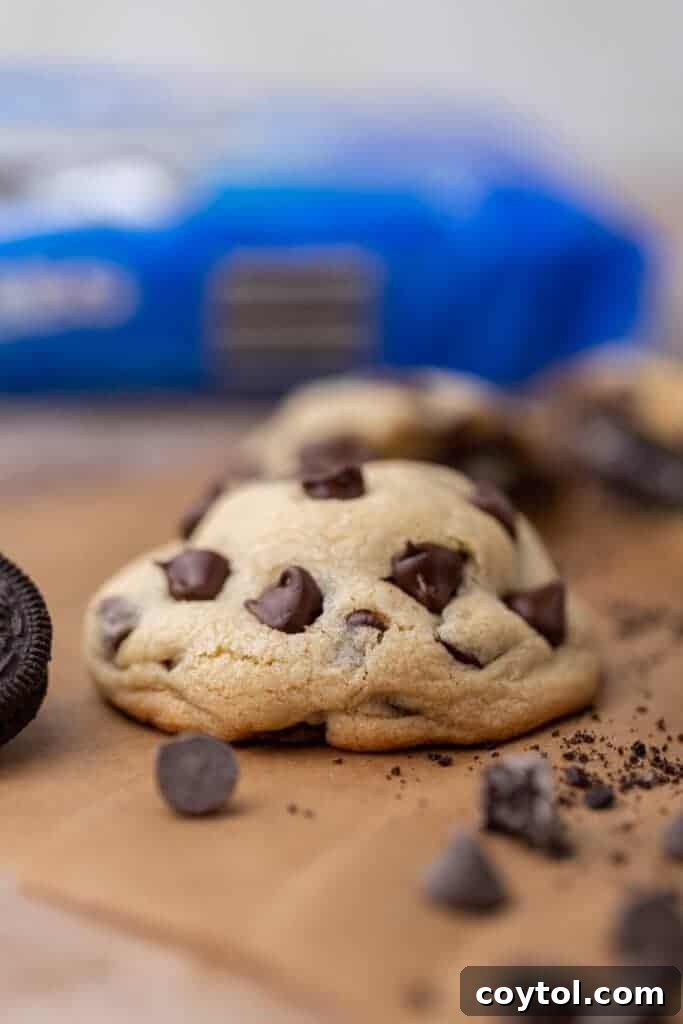 Thick Oreo stuffed chocolate chip cookies