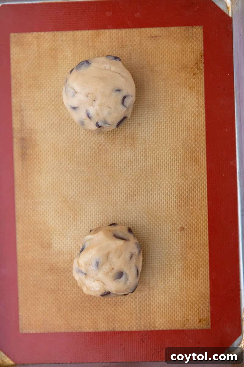Cookie dough on a baking sheet