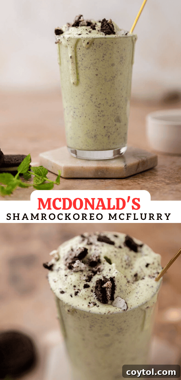 Homemade Shamrock Oreo McFlurry, a delicious mint and chocolate dessert.