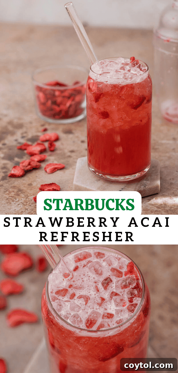 Homemade Starbucks Strawberry Acai Refresher Recipe 12 Starbucks strawberry acai refresher in a tall glass