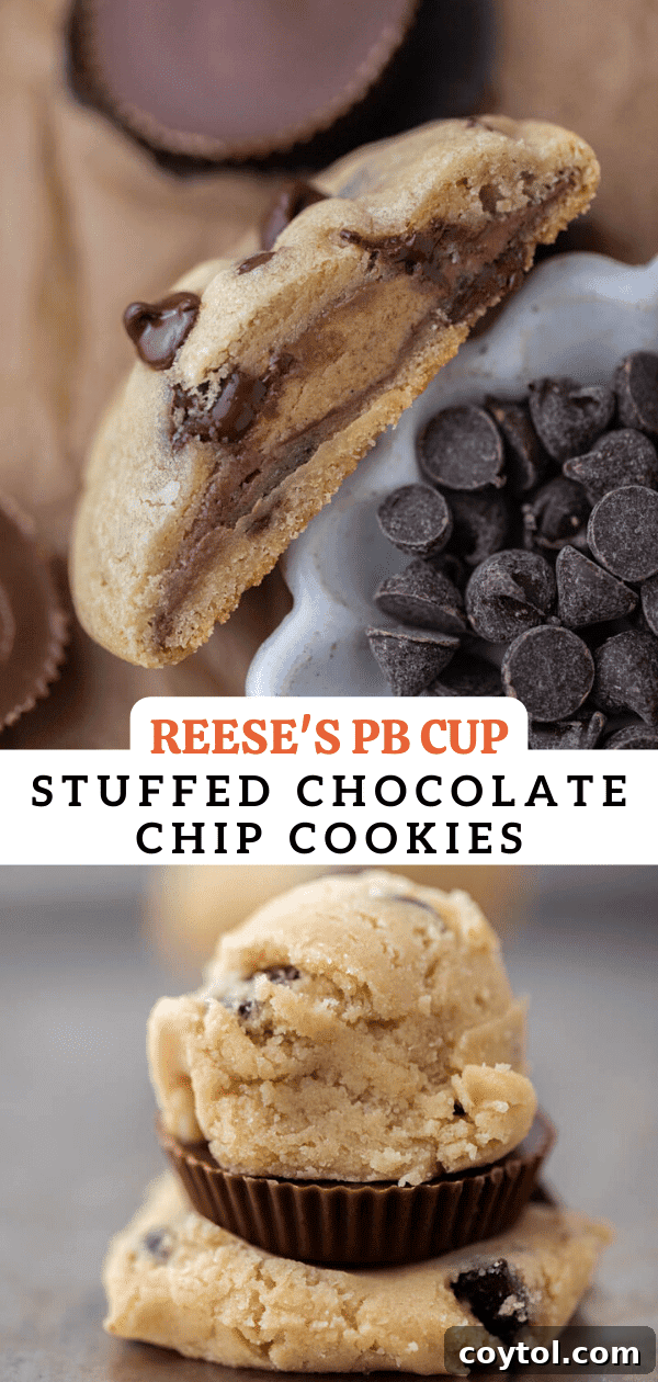 Simple Reese's Peanut Butter Explosion Chocolate Chip Cookies 15 Delicious Reese's peanut butter cup chocolate chip cookies, a treat for any occasion.