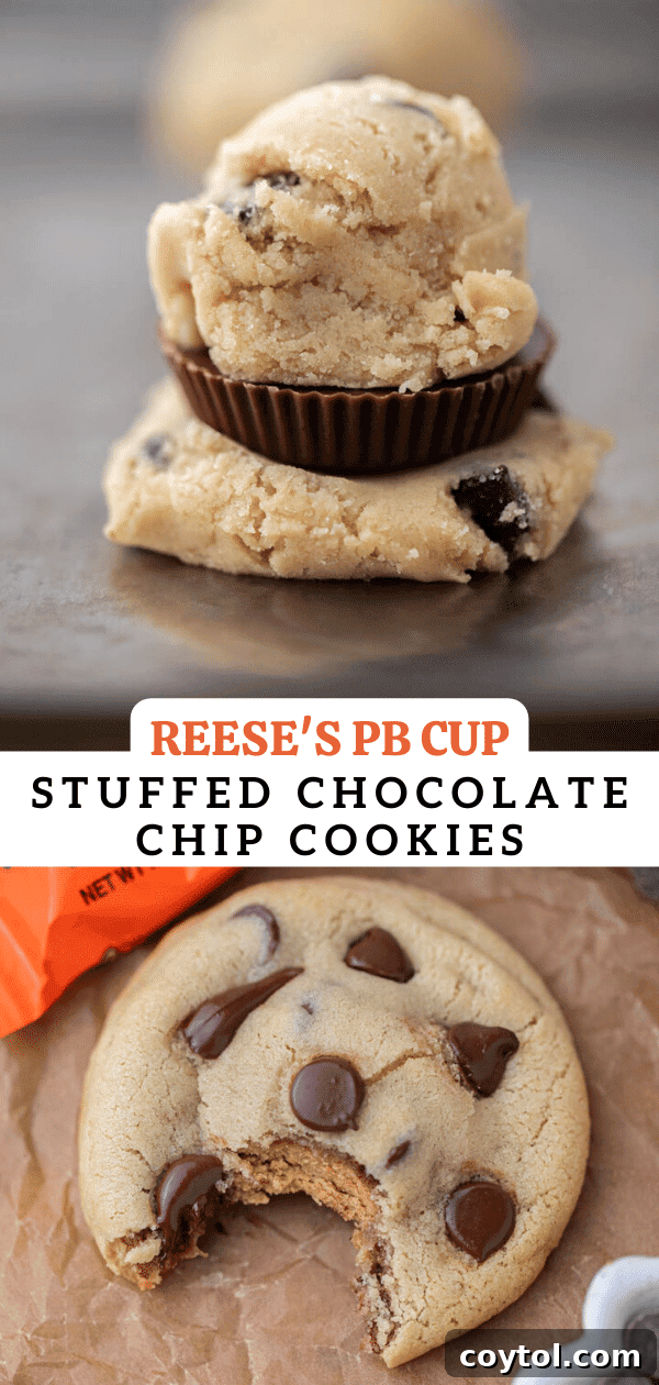 Simple Reese's Peanut Butter Explosion Chocolate Chip Cookies 16 Stunning photo of Reese's peanut butter cup chocolate chip cookies, ideal for social sharing.