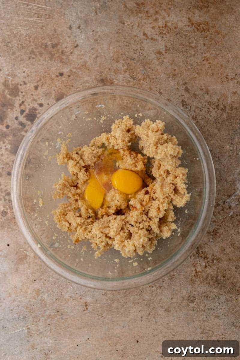 Creamed butter and sugar in a bowl
