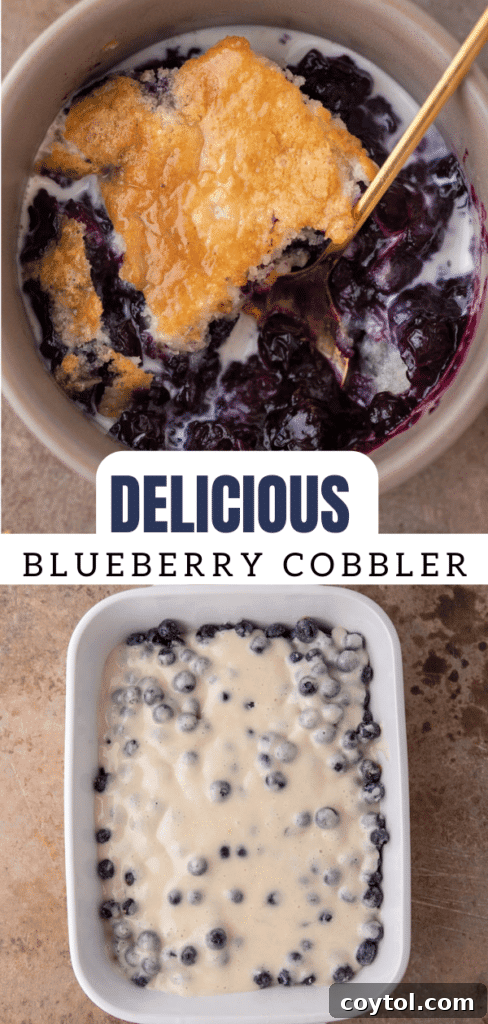 Indulge in Homemade Blueberry Cobbler Perfection 16 Another Pinterest collage showcasing delicious blueberry cobbler, enticing users to save the recipe.