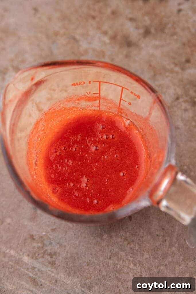 Strawberry sauce in a cup