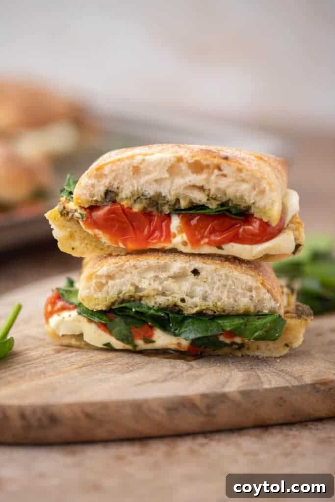 Starbucks-Inspired Roasted Tomato Mozzarella Panini 11 Sliced Starbucks panini sandwich