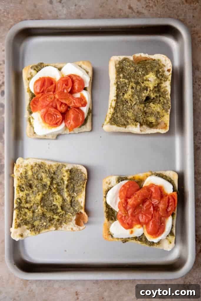 Starbucks-Inspired Roasted Tomato Mozzarella Panini 8 Sandwich mise en place with mozzarella