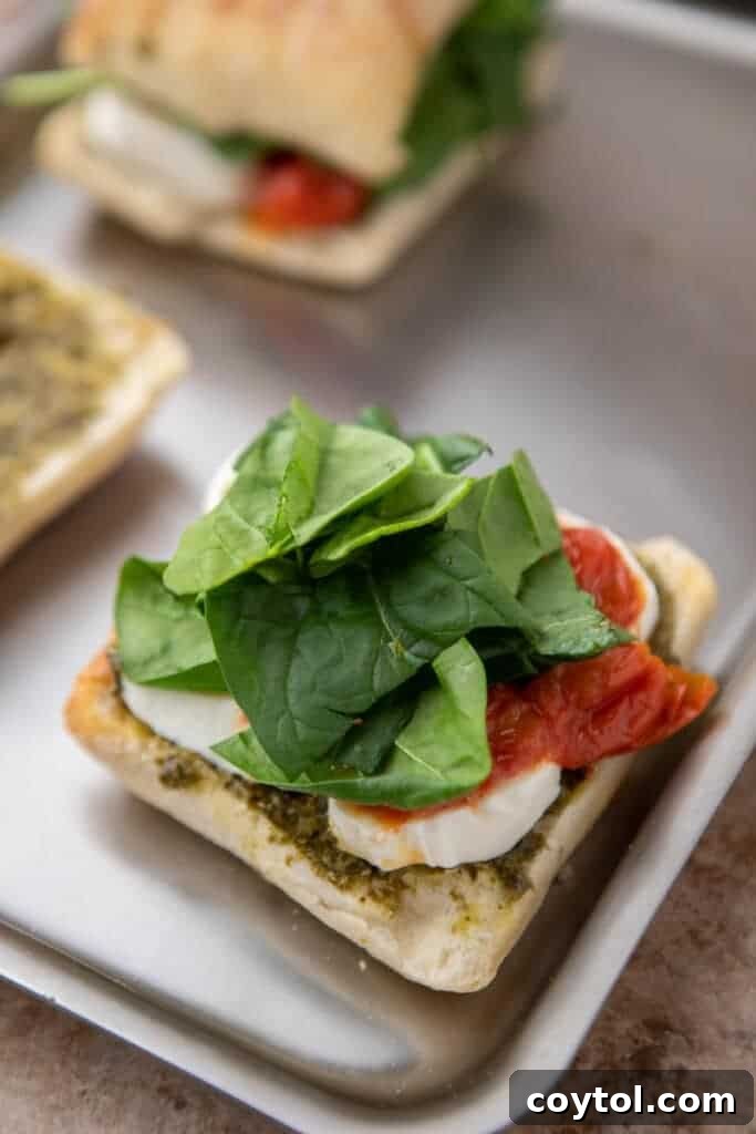 Starbucks-Inspired Roasted Tomato Mozzarella Panini 9 Starbucks sandwich copycat assembled before baking