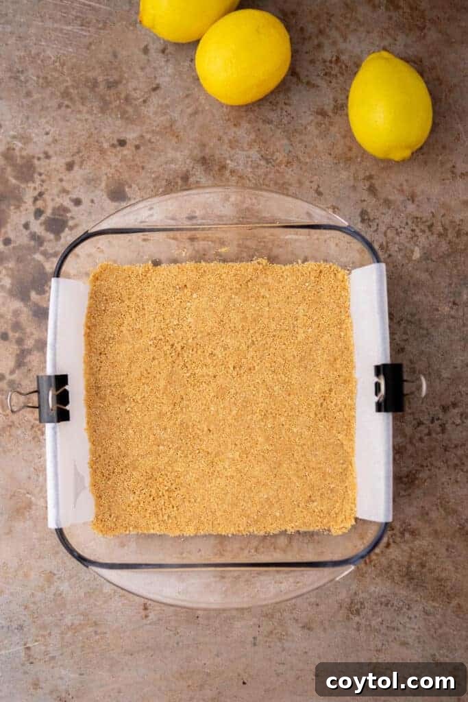 Graham cracker crust in a pan