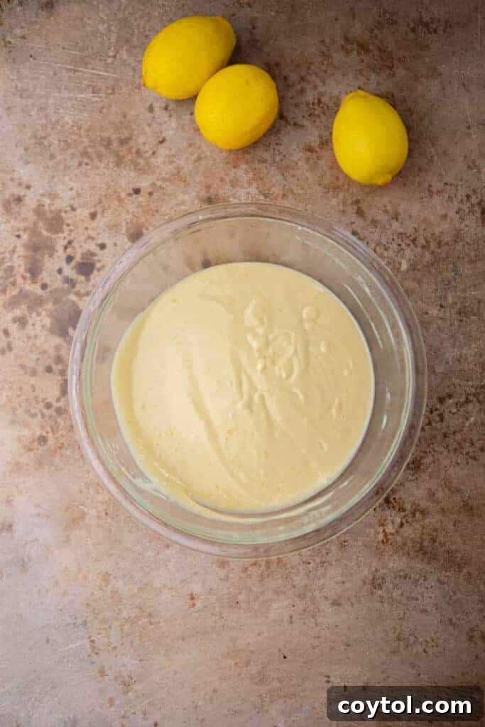 Lemon bar filling in a bowl