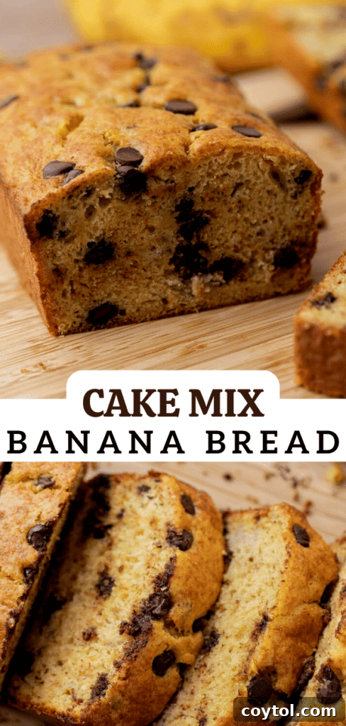 A close-up shot of moist cake mix banana bread slices, a delightful visual for recipe inspiration.