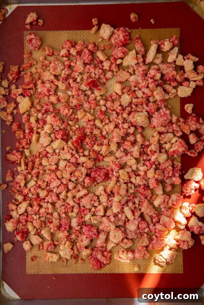 Easy Homemade Strawberry Shortcake McFlurry 7 Strawberry shortcake crunch on a pan