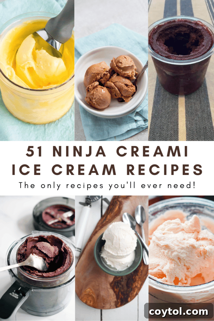 A third Pinterest-optimized image for the Ninja Creami recipe collection, displaying a tempting frozen dessert.