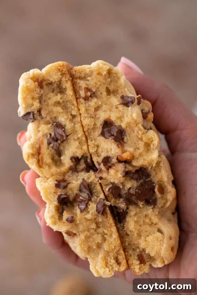Single serve Levain chocolate chip walnut cookie with a perfectly gooey center