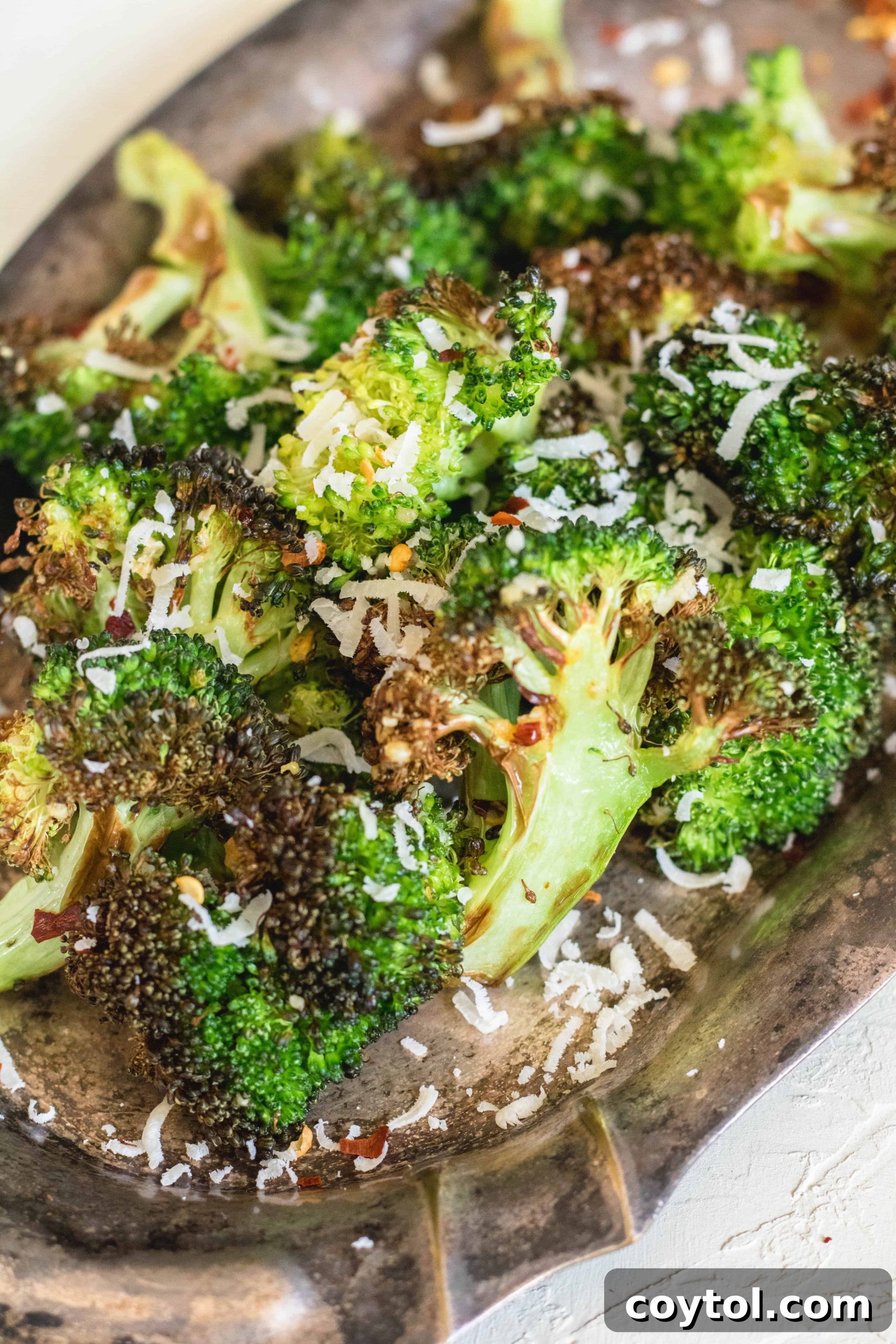 Easy and healthy air fried broccoli with parmesan