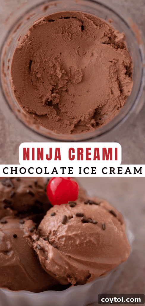 Ninja Creami: The Ultimate Chocolate Experience 12 Another beautiful shot of chocolate ice cream for Pinterest