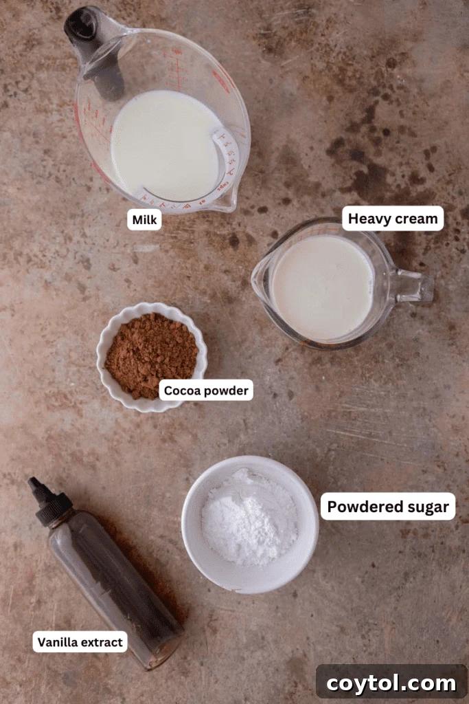 Ninja Creami: The Ultimate Chocolate Experience 3 Ingredients for Ninja Creami Chocolate Ice Cream laid out on a counter
