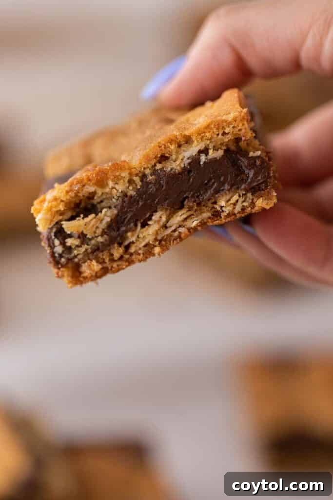 Hand holding Starbucks oat fudge bars