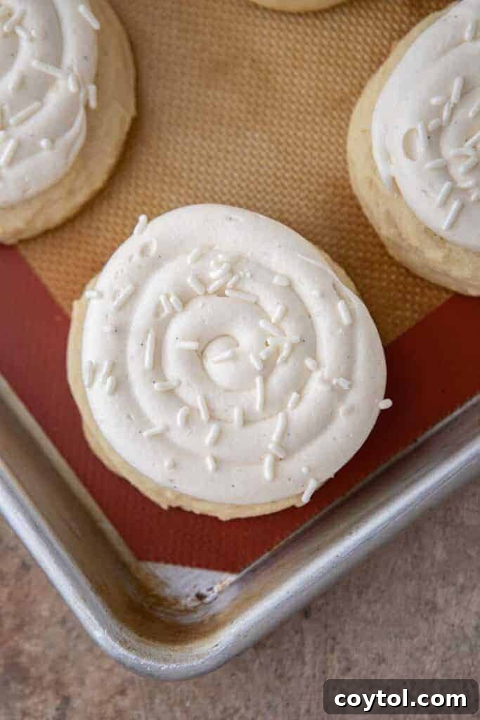 Crumbl Vanilla Bean Cupcake Dream Cookie 11 Nilla bean cupcake cookie on baking sheet