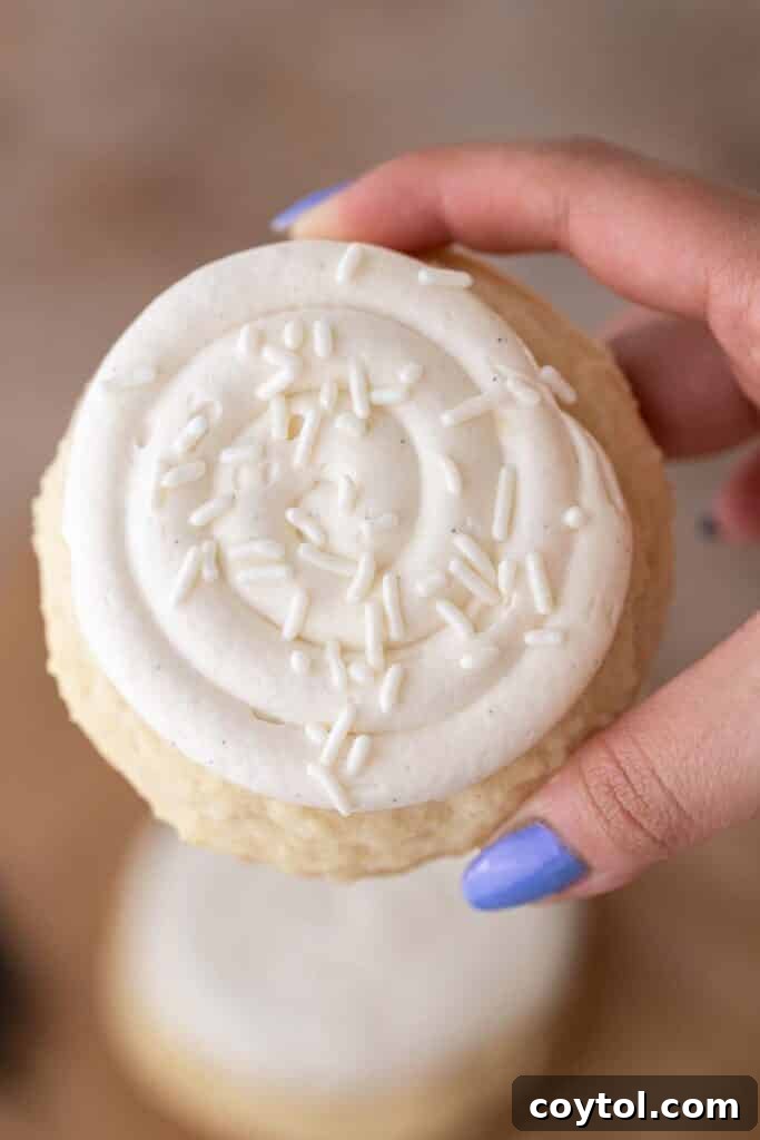 Crumbl Vanilla Bean Cupcake Dream Cookie 12 Hand holdinh Nilla Bean cupcake cookies