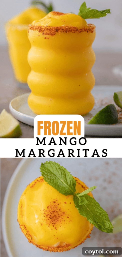 A beautifully presented frozen mango margarita, perfect for pinning.