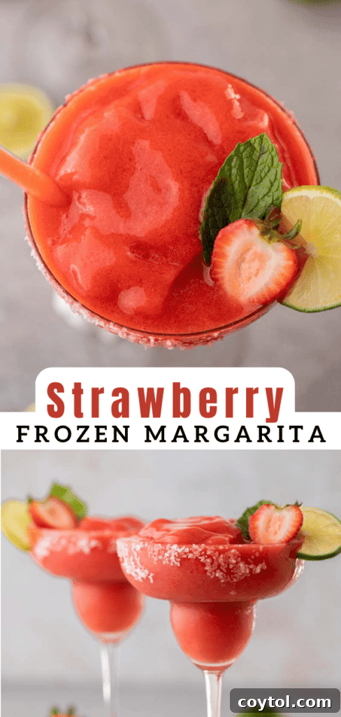 A visually appealing image of a strawberry frozen margarita, perfect for social media sharing.